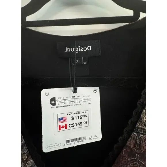 DESIGUAL NWT $115 Katrina Patchwork Look Lined Mesh Top Size US L - Picture 9 of 12